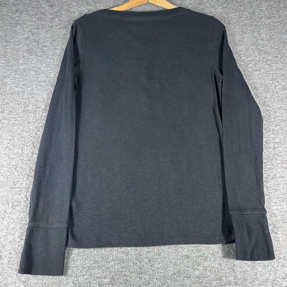 AEROPOSTALE Womens Black Ribbed Henley AERO Logo XL Long Sleeve Grunge Y2K - Picture 2 of 6